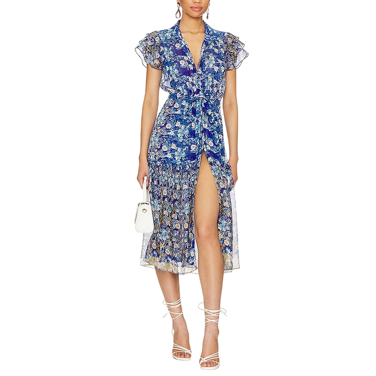 Misa Los Angeles Ruffled Lapis Ombre Viola Dress Size S
